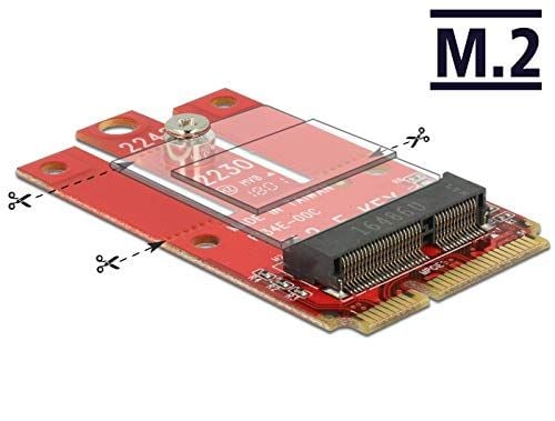 Delock Mini PCIe > M.2 Key E slot - Diskkontroller - M.2 - 1 Kanal - M.2 Card - PCIe Mini Card