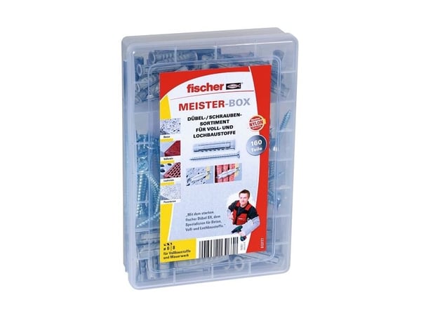 Fischer MEISTER-BOX SX, Kit med skruv och väggplugg, Betong, Grå, 80 styck, Låda
