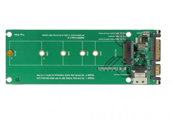 Delock U.2 SFF-8654 or SATA Converter to 1 x M.2 Key M slot - Diskkontroller - M.2 - M.2 NVMe Card / SATA 6Gb/s - PCIe, SATA 6Gb/s