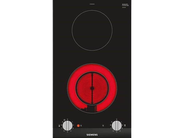 Siemens iQ300 ET375CFA1E - Keramisk komfyrtopp - 2 plater - Nisje - bredde: 27 cm - dybde: 49 cm - med sidepynt av rustfritt stål, - med fasettert ...