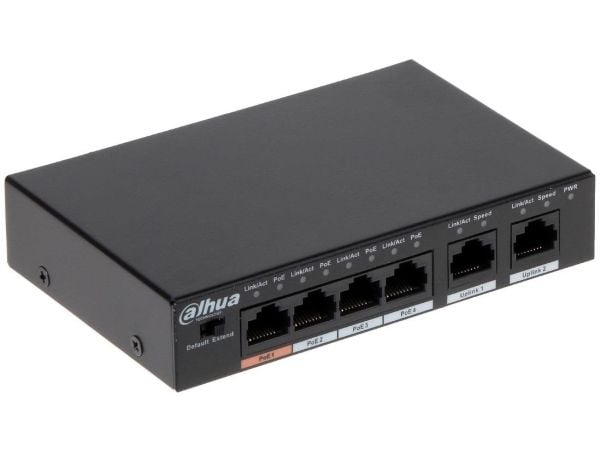 Dahua Technology PFS3006-4ET-60, Hallitsematon, L2, Fast Ethernet (10/100), Power over Ethernet -tuki, Seinäkiinnitteinen