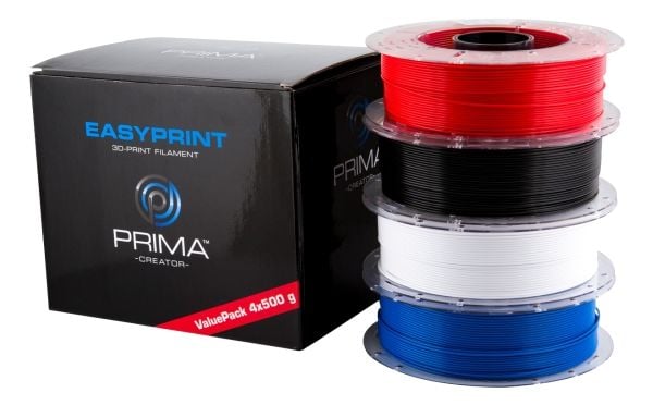 PrimaCreator EasyPrint PLA Value Pack Standard - 4-pack - 500 g - hvit, svart, rød, blå - 2 kg - PLA-filament (3D)