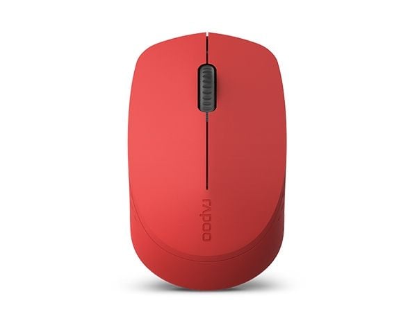 Rapoo M100 Silent - Mus - ergonomisk - optisk - 3 knapper - trådløs - 2.4 GHz, Bluetooth 4.0, Bluetooth 3.0 - USB trådløs mottaker - rød