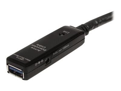 StarTech 32.8 ft Active USB 3.0 Extension Cable with AC Power Adapter - Shielded - Male to Female USB USB 3.1 Gen 1 Type A (5Gbps) Extender (USB3AA...