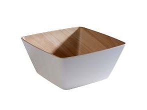 Skål Frida 3.5 ltr 25x25x12 cm Melamin Hvid/Trælook,6 Stk/krt