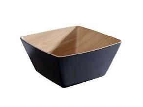 Skål Frida 3.5 ltr 25x25x12 cm Melamin Sort/Trælook,stk