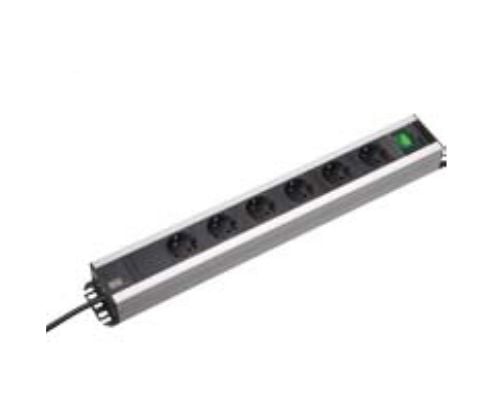 Bachmann 300.008, 2 m, 1,5 mm², Musta, Harmaa, 6 AC-pistorasia(a), Musta, 1 kpl