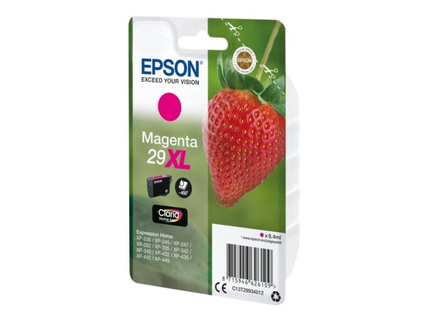 Epson Strawberry Singlepack Magenta 29XL Claria Home Ink, Korkea (XL) värintuotto, Väriainepohjainen muste, 6,4 ml, 450 sivua, 1 kpl