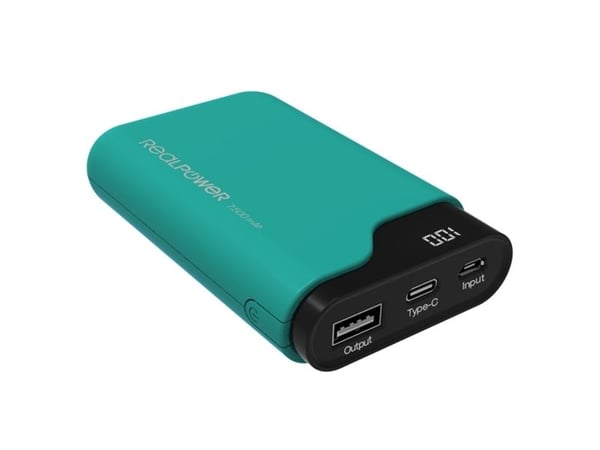 RealPower PB-7500C, 7500 mAh, Sort, Grønn