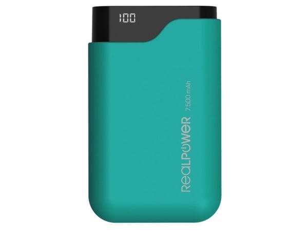 RealPower PB-7500C, 7500 mAh, Sort, Grønn
