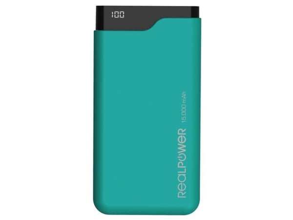 RealPower PB-15000C, 15000 mAh, Sort, Grønn