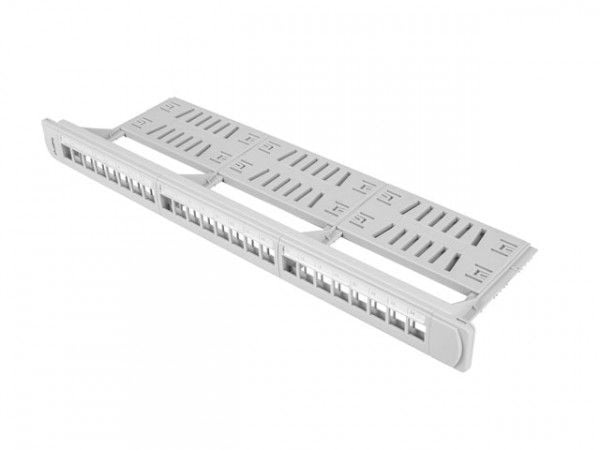 Lanberg PPKS-1124-S - Pluggbord (blankt) - rackmonterbar - grå - 1U - 19" - 24 porter