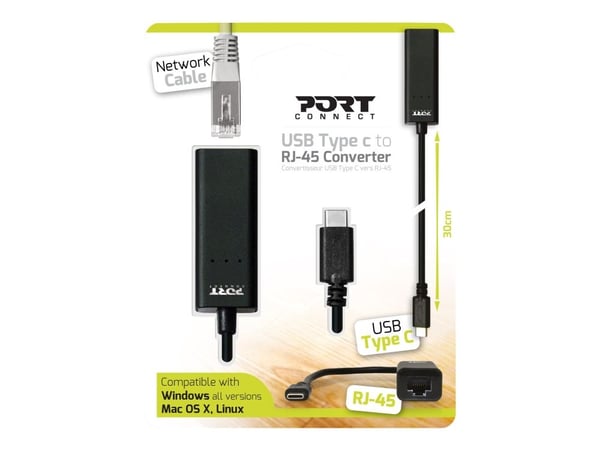 PORT Connect - Nettverksadapter - USB-C - Gigabit Ethernet x 1
