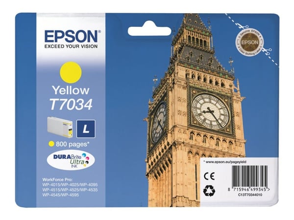 Epson Big Ben WP4000-/4500-sarjojen mustepatruuna L keltainen 0,8k, Keltainen, Väriainepohjainen muste, 1 kpl