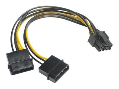 Akasa - Strømadapter - 4-pin intern strøm (hann) til 8-pins PCIe-strøm (6+2) (hunn) - 15 cm