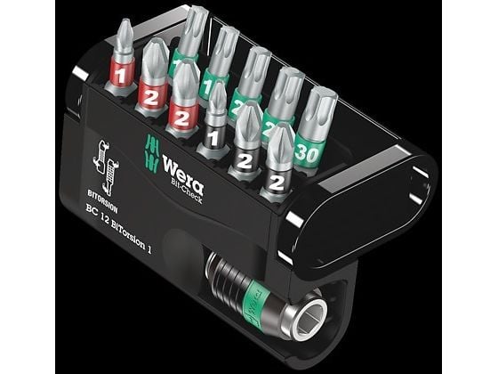 Wera Bit-Check 12 BiTorsion 1 - Spissett for skrutrekker - 12 deler - torx, phillips, pozidriv - heksagonal - lengde: 25 mm