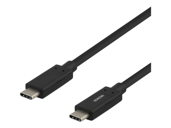 DELTACO USBC-1054M - USB-kabel - USB-C (hann) til USB-C (hann) - USB 3.1 Gen 1 - 3 A - 1 m - USB Power Delivery (3A, 60W) - svart