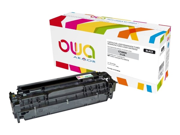 Armor OWA - Musta - yhteensopiva - uudelleen valmistettu - värikasetti (Vaihtoehto: HP 312A, HP CF380A) - HP Color LaserJet Pro MFP M476dn, MFP M47...