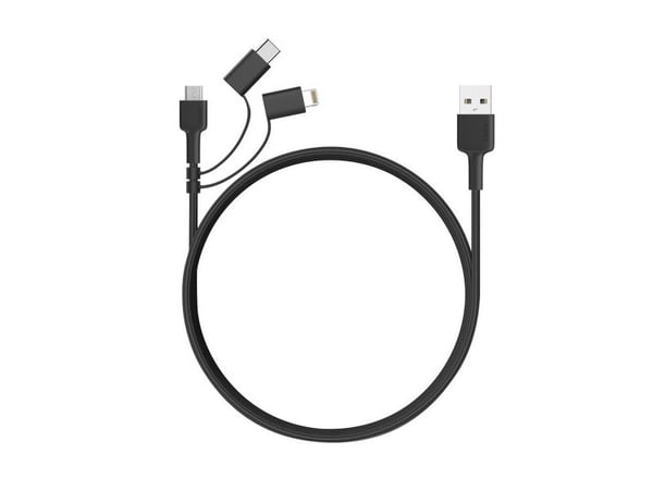 AUKEY CB-BAL5, 1,2 m, Lightning, USB C, Hankjønn, Hankjønn, Svart