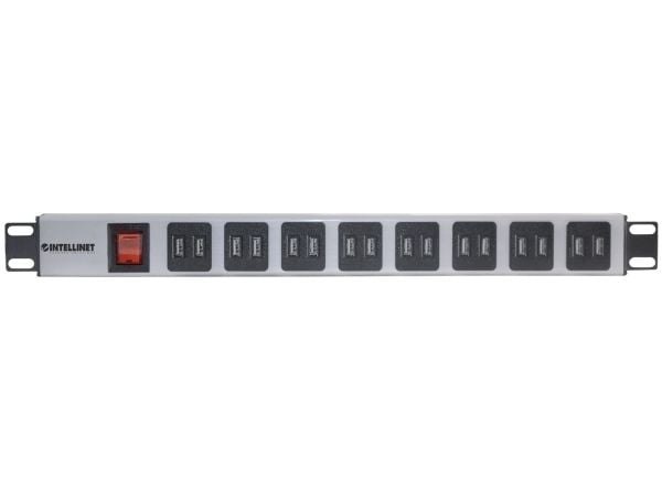 Intellinet 164580, 1U, Aluminium, Blå, Grå, Type F, 2 m, 240 V
