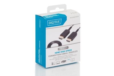 DIGITUS HDMI High Speed Connection Cable - HDMI-kabel med Ethernet - HDMI hann til HDMI hann - 2 m - dobbeltisolert - svart - formstøpt, aktiv