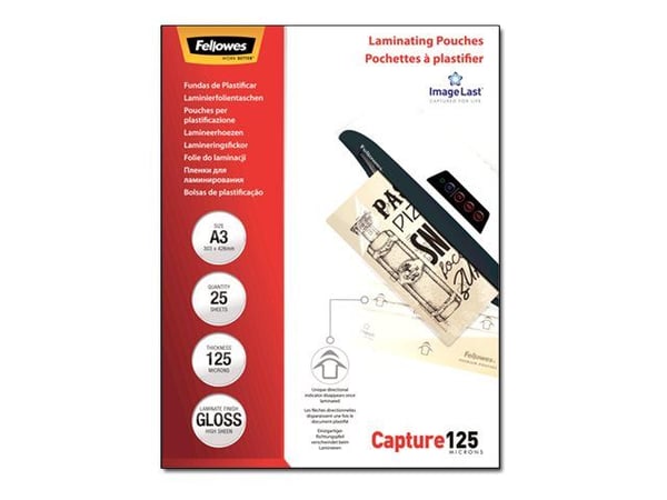 Fellowes ImageLast - 125 mikroner - 25-pack - glanset - glanset - A3 (297 x 420 mm) lamineringspunger