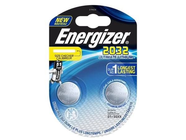 Energizer Ultimate Lithium 2032, Kertakäyttöinen akku, CR2032, Litium, 3 V, 2 kpl, Hopea