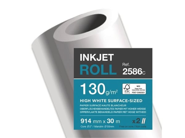 Plotterpapir, Clairefontaine 120 g, 914 mm x 30 m, pakke a 2 stk