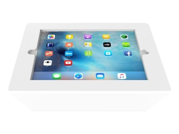 Skrivbordshållare för 9,7" iPads, 125° vinkel, aluminium, vit
