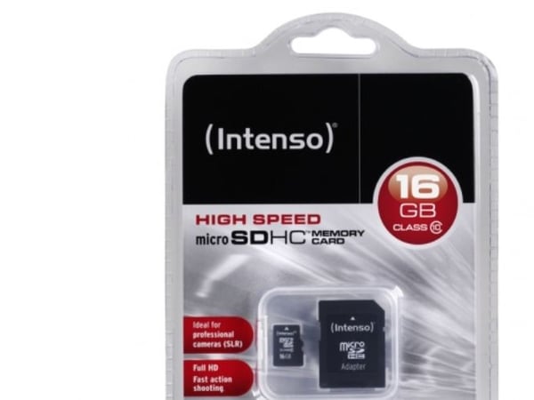 Intenso Class 10 - Flash-minneskort (microSDHC till SD-adapter ingår) - 16 GB - Klass 10 - microSDHC