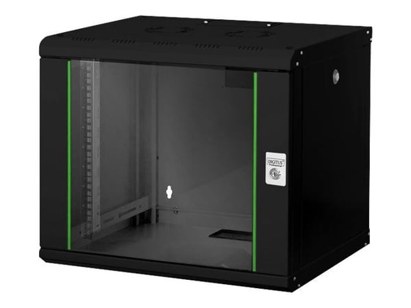 Digitus DN-19 09-U-SW, Seinään asennettava laitekehikko, 9U, 100 kg, Näppäinlukko, Musta