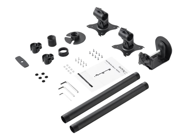 Startech Vertical Desk Mount Dual Monitor Arm - For Monitors 13" to 27" - Adjustable - Desk Clamp / Grommet-Hole Mount - Dual VESA Monitors - Black...