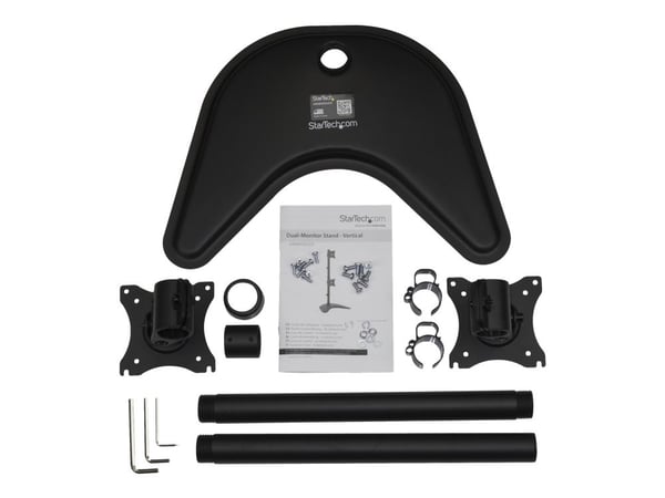 Startech Vertical Dual Monitor Stand - Supports Monitors 13" to 27" - Adjustable - Computer Monitor Stand for Double Stacked VESA Monitors - Black ...