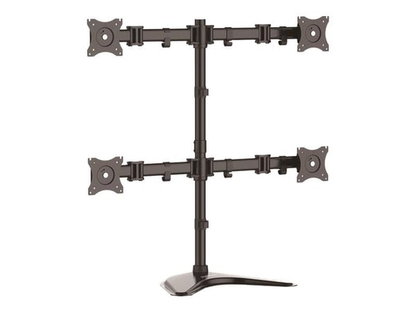 StarTech.com Quad Monitor Stand - nivellettävä - tukee näyttöjä 13" - 27" - säädettävä VESA neljän näytön jalusta 4 näytön kokoonpanoon - teräs - m...