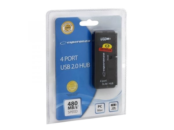 Esperanza EA112 - Hubb - 4 x USB 2.0 - skrivbordsmodell