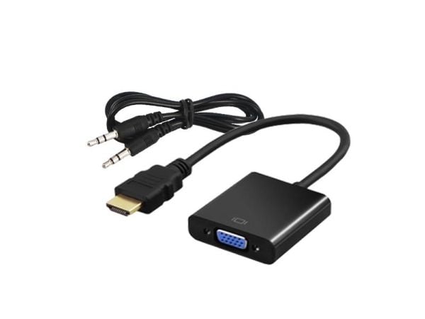 SAVIO CL-23/B - Video adapter - HDMI hann til HD-15 (VGA), mini-phone stereo 3.5 mm hunn - 50 cm - svart - 1080p-støtte