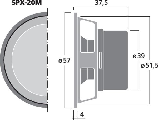 Monacor SPX-20M, komplett høyttalerdriver, 15 W, rund, 30 W, 8 ohm (O), 3 - 22000 Hz