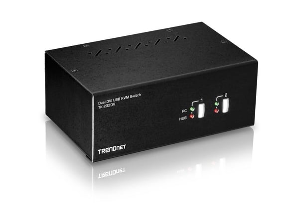 TRENDnet TK-232DV 2-port DVI KVM-switch med lyd og USB 2.0-hub
