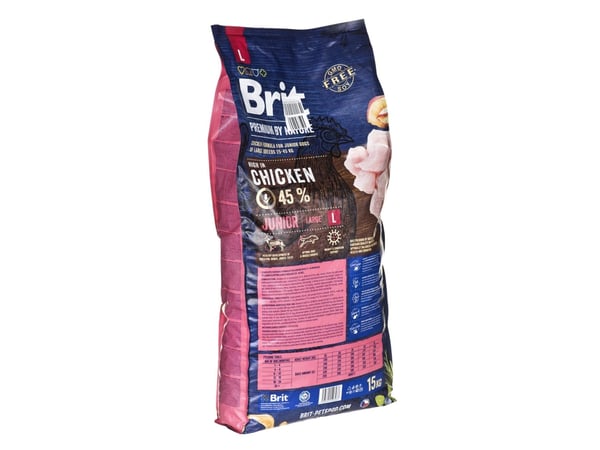Brit Premium by Nature Junior L, Valp, Kyckling, 15 kg, Maxi (26 - 44 kg), Vitamin A,Vitamin D3,Vitamin E, Allmän hälsa