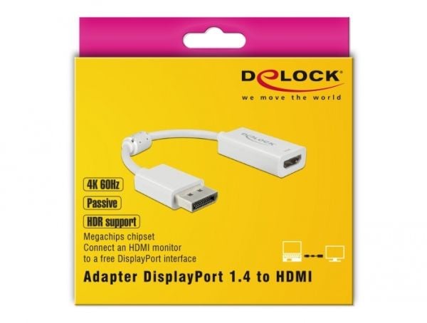 Delock - Videomuuntaja - DisplayPort - HDMI - hvid