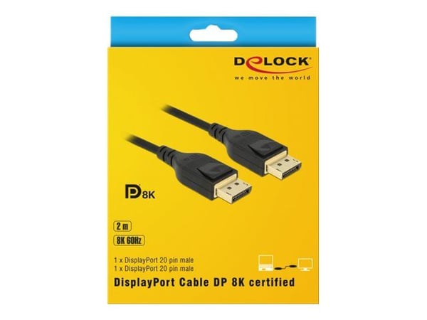DeLOCK 85660, 2 m, DisplayPort, DisplayPort, Uros, Uros, 7680 x 4320 pikseliä