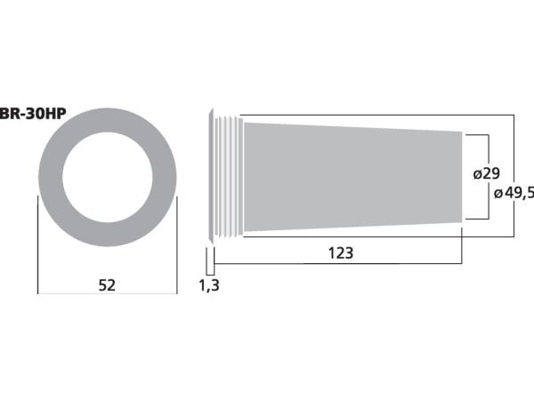 Monacor BR-30HP, Bassorefleksiputki, Musta, 1 kpl, 5,2 cm, 6,6 cm², 2,9 cm