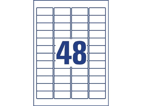 Avery L4778REV-20, Hvit, Avrundet rektangel, Permanent, Polyester, Matte, 48 stykker
