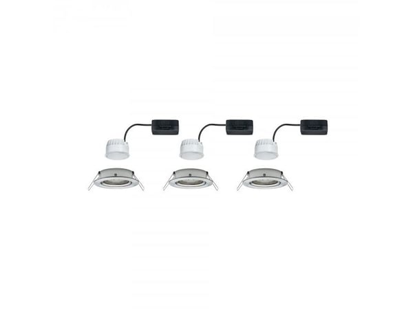 Paulmann 934.47, Innsunket spotlight, 3 ampuller, LED, 2700 K, 650 lm, Metallisk