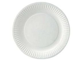 Paptallerken Catersource Ø18cm Bionedbrydelig Hvid,10 pk x 100 stk/krt