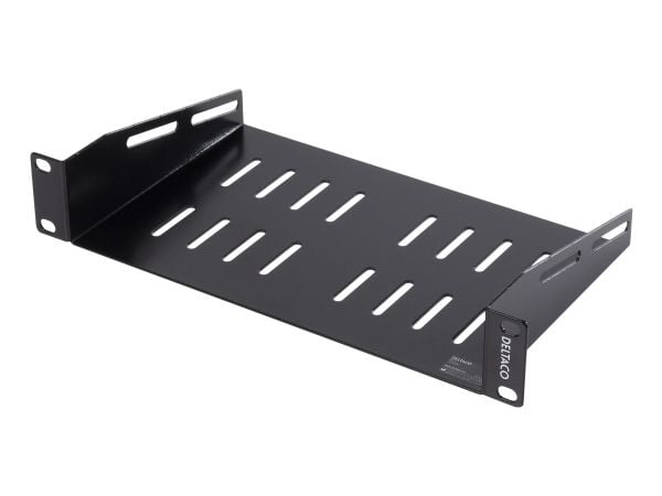 DELTACO - Hylla för rack - 136 mm deep - svart RAL9004 - 1U - 10"
