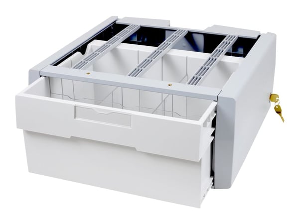 Ergotron StyleView ekstra oppbevaringsskuff, enkel høy - komponenter for montering (skyvbare skuffer) - for trolley - låsbar - grå, hvit