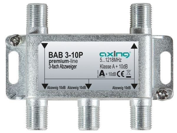 Axing BAB 3-10P, Kabelfordeler, 5 - 1218 Mhz, Grå, A, 10 dB, F
