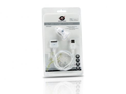 Conceptronic CUSBCAR2ASET Apple Cable with Car Tablet Charger [2A]