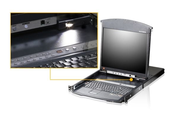 ATEN KL1516AiN - KVM-konsoll med KVM-svitsj - 16 porter - 19" - kan monteres i rack - 1280 x 1024 @ 75 Hz - 1U